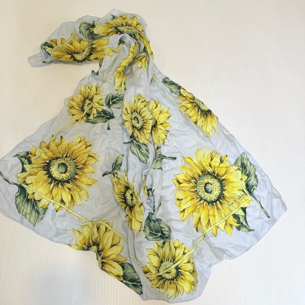 Diane Von Furstenberg Sunflower Print Silk Scarf - Picture 2 of 5